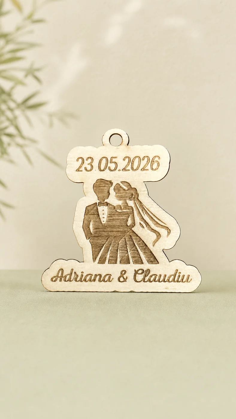 Ornament de nuntă personalizat cu nume și dată